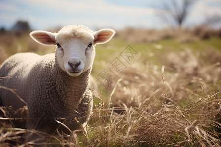 可爱的毛茸茸小羊绵羊高清图片素材