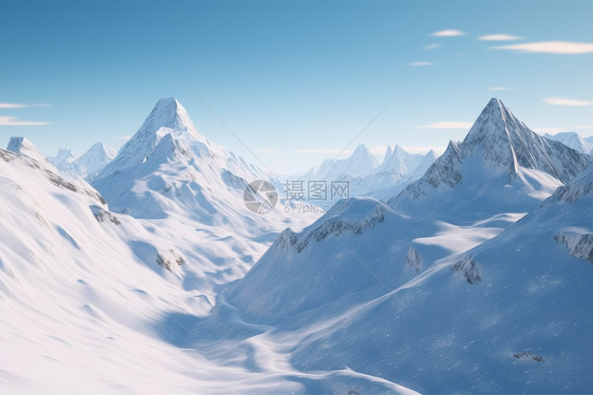 冰雪连绵的高山风景图片