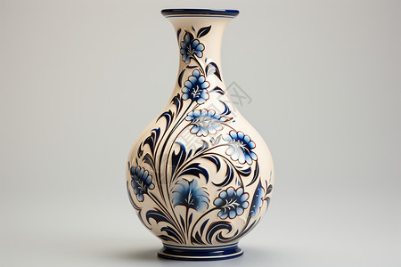 蓝白花瓶的精致细节背景图片