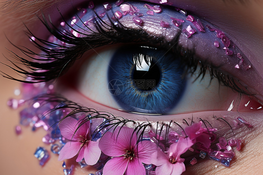 紫花装扮的眼睛图片