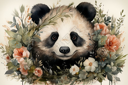 可爱的熊猫照片相框图片