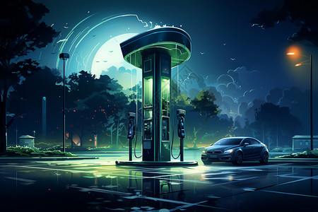 科技感未来汽车充电站图片