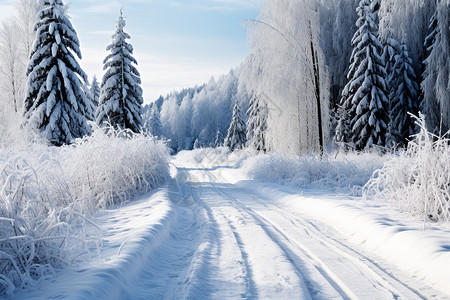 壮观的冬季森林景观图片