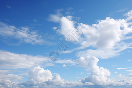 白白的云彩和蓝蓝的天空背景图片