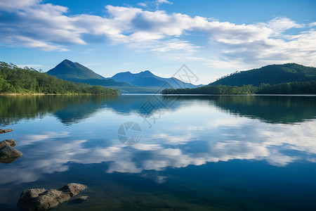 景秀名宅湖光山色的山脉景观背景