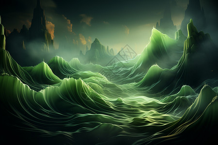 抽象的绿色波浪壁纸背景图片