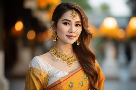 泰国化妆品典雅美丽的泰国女子背景