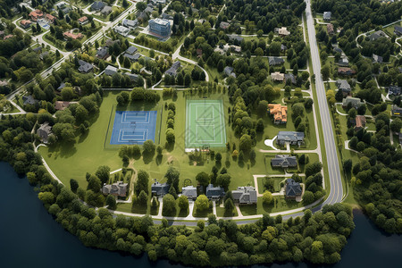 功能区城市湖畔的球场设计图片