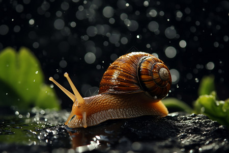 慢慢爬行的蜗牛背景图片