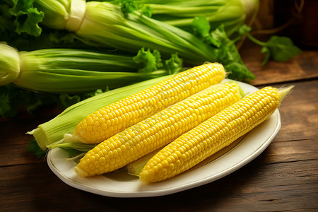 健康饮食的小型玉米棒图片