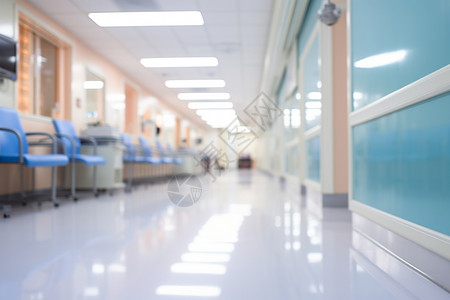 医院走廊上的蓝色门背景图片