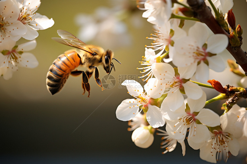 户外采蜜的蜜蜂图片