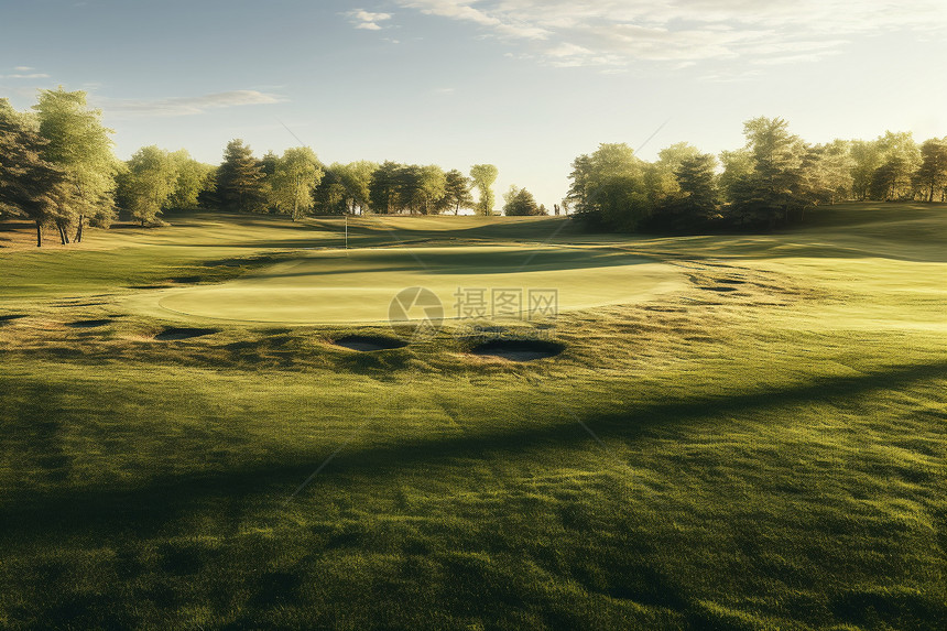 阳光下的高尔夫球场图片