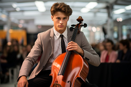 年轻大提琴家背景图片