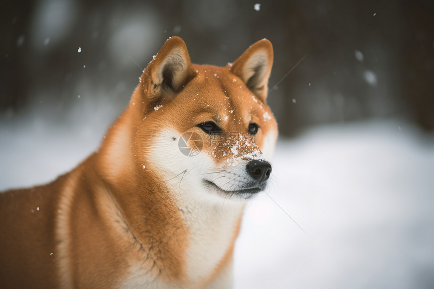 雪地中的狗图片