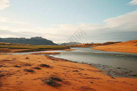 沙漠中的河流高清图片