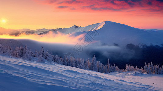 美丽的雪山美丽雪景高清图片