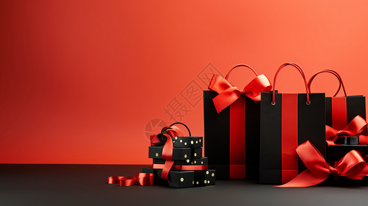 红色蝴蝶结的礼盒背景图片