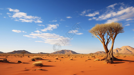 戈壁大漠沙漠中的植物背景