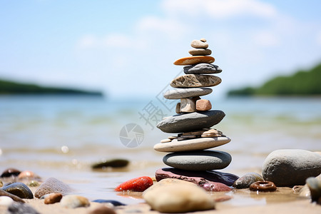 沙滩上的石头图片