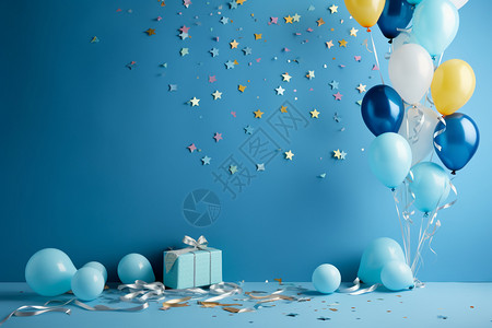 气球蓝色泡泡欢乐派对的装饰背景