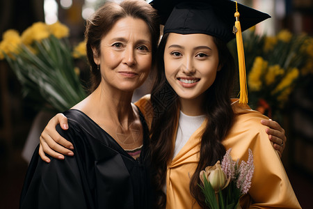 母亲庆祝女儿毕业背景图片