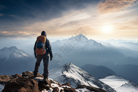 攀登山顶观景风景图片