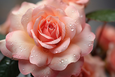 粉色花朵中的水滴图片