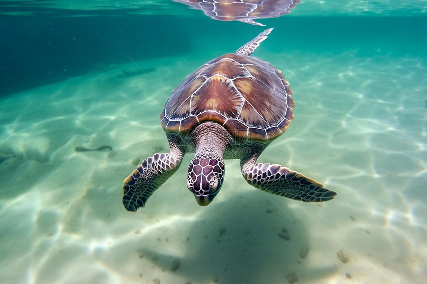 大海中游泳的海龟图片