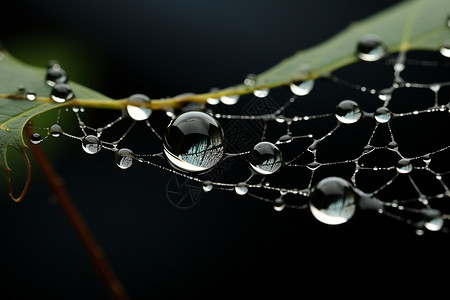 蜘蛛网雨滴水滴的微观艺术背景