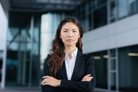 职业女性双手环抱图片