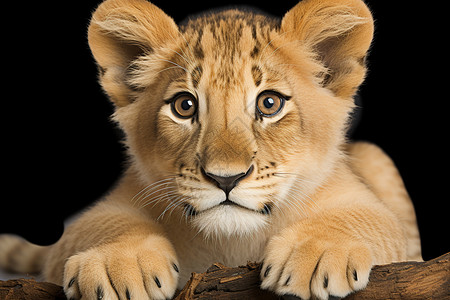 萌萌小狮子注视镜头的豹子幼崽背景