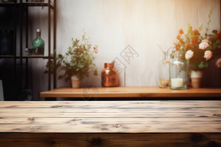 实木板厨房厨房中的实木木质桌面背景