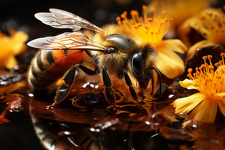 野外采蜜的蜜蜂图片