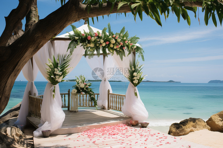 梦幻的沙滩婚礼图片