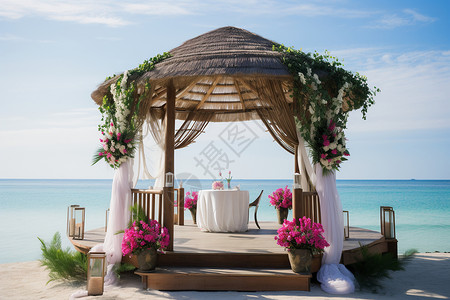 签约仪式现场沙滩上美丽的婚礼现场背景