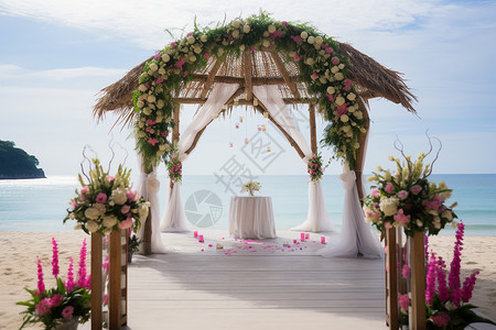 浪漫沙滩婚礼现场高清图片