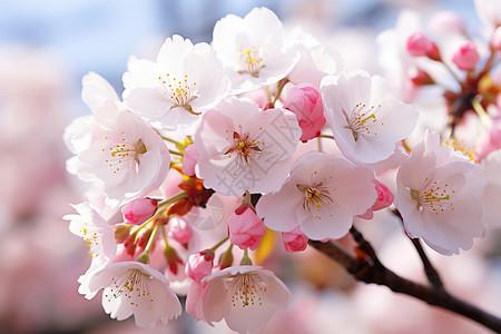 春季枝头盛开的樱花背景图片