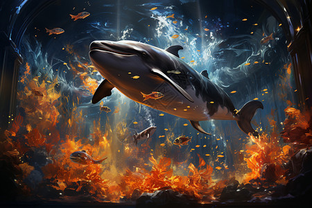海底欢快的海豚图片