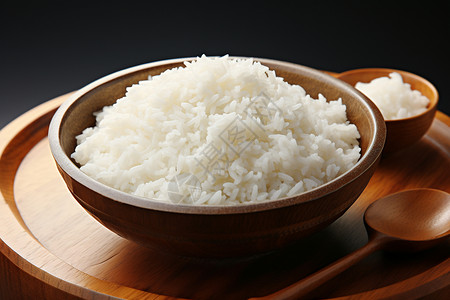 木碗中新鲜的大米饭高清图片