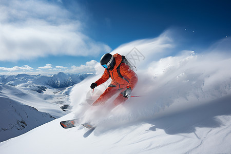 冬天在雪山滑雪的女性高清图片