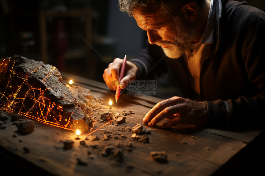 教室雕刻木头的男性图片