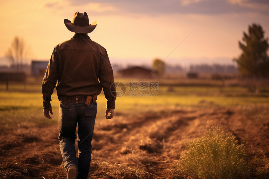 田地里的牛仔男性图片