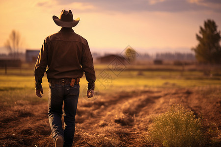 田地里农民田地里的牛仔男性背景