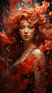 美丽的红发女孩背景图片