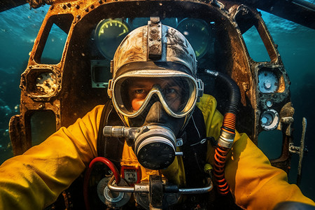 海洋中勇敢的潜水员背景图片