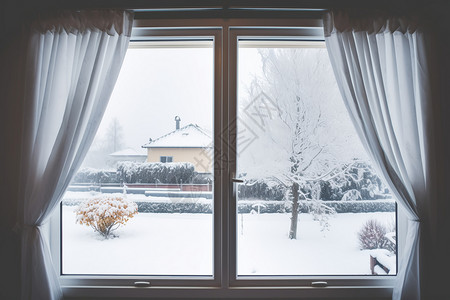 窗户美景冬日的美景背景
