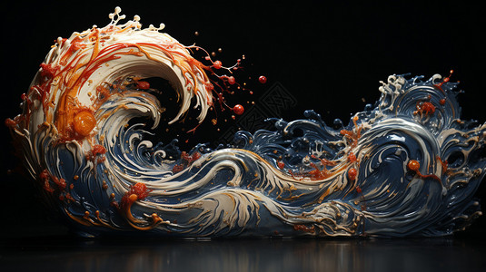 波涛汹涌的海浪绘画图片