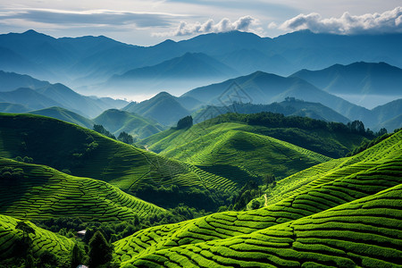 茶山秀色哈肯梯田高清图片