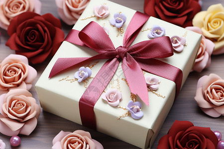 粉色丝带的礼品盒图片